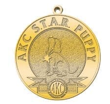 AKC STAR Puppy Training medal for all puppies that pass the final exam. 