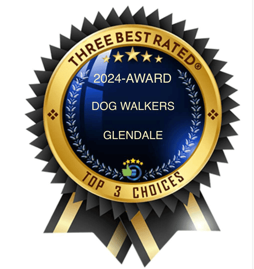 FurBabies & Friends won 2024 Three Best Rated Dog Walkers in Glendale, AZ with black background.